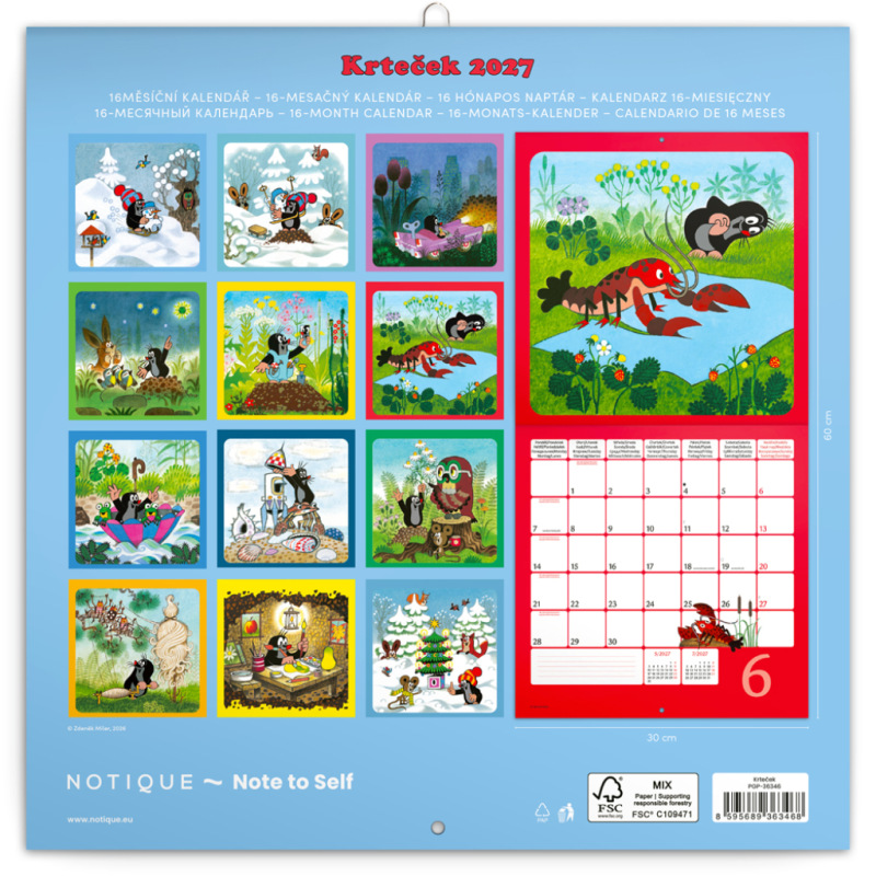 NOTIQUE Poznámkový kalendár Krtko 2027, 30 x 30 cm 14