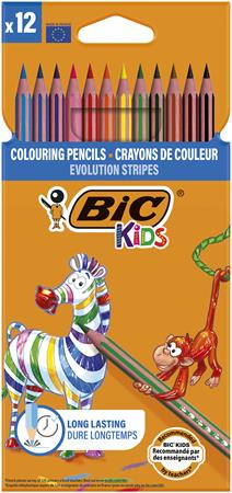 Farebné ceruzky, sada, BIC KIDS "Evolution Stripes", 12 rôznych farieb 1