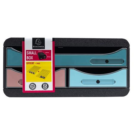 Úložný box na dokumenty, plastový, 3-zásuvkový, EXACOMPTA "Smallbox Skandi", farebný 1