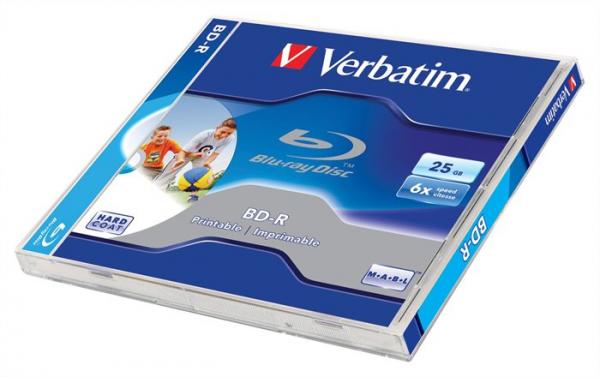 BD-R Blu-Ray disk, potlačiteľný, 25GB, 6x, 1 ks, klasický obal, VERBATIM