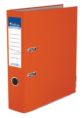 Pákový šanón, 75 mm, A4, PP/kartón, s ochranným spodným kovaním, VICTORIA, "Basic", oranžo