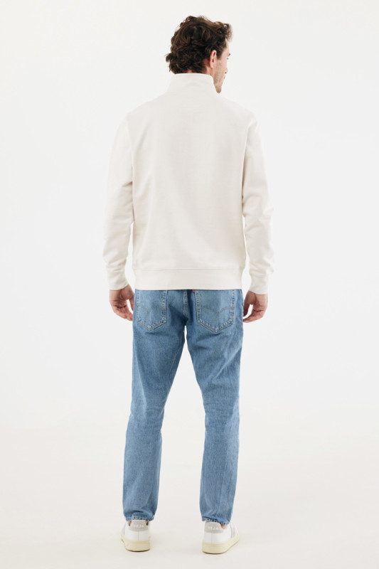 IQONIQ Elgon sveter s krátkym zipsom z recyklovanej bavlny ivory white XXXL 7