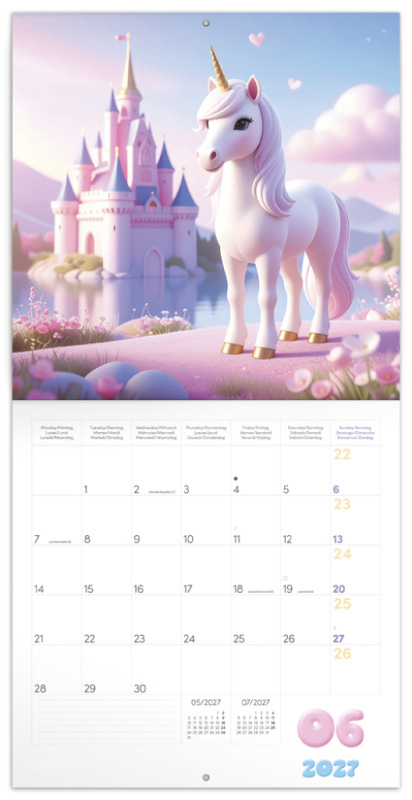 NOTIQUE Grid calendar Happy Unicorns 2027, 30 x 30 cm 1