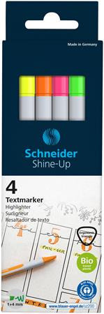Sada zvýrazňovačov, 1-4 mm, SCHNEIDER "Shine-Up", 4 rôzne farby 2