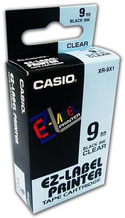 CASIO 9mm x 8m páska priehľadná-čierna