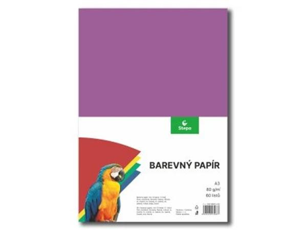 Farebný papier, A3, 80 g, 12x5 listov, STEPA, mix farieb 1