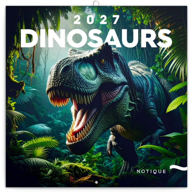 NOTIQUE Grid calendar Dinosaurs 2027, 30 x 30 cm