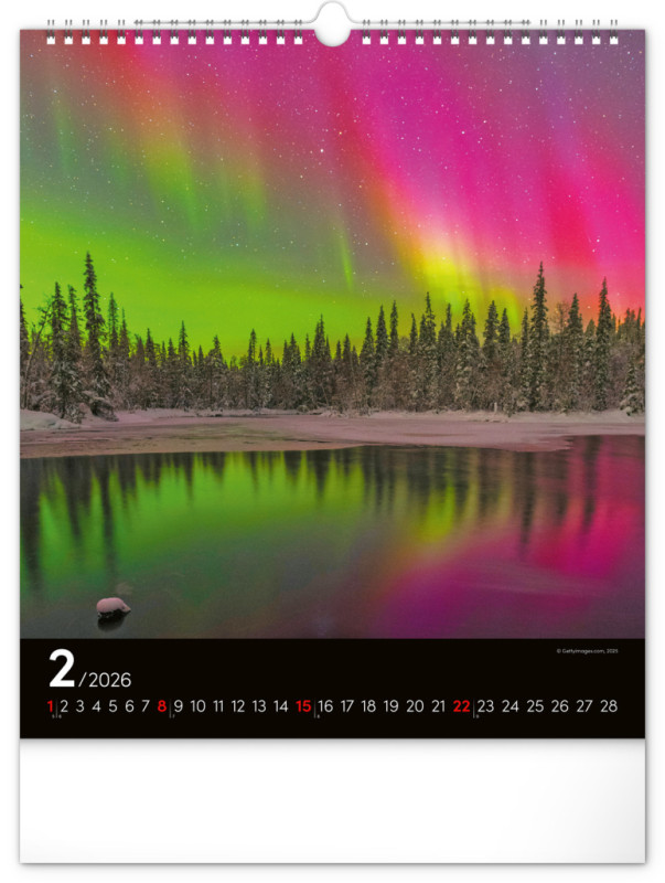 NOTIQUE Nástenný kalendár Polárna žiara 2026, 30 x 34 cm 2