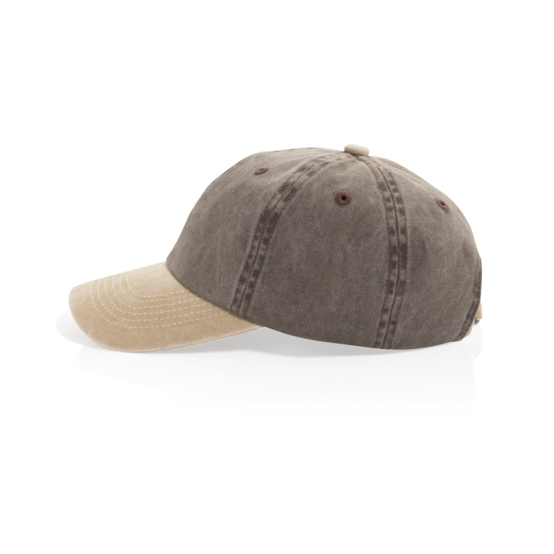 Dvojfarebná šiltovka BEAU AWARE™ Washed, 6 panelov, 270 g/m² hnedá 4