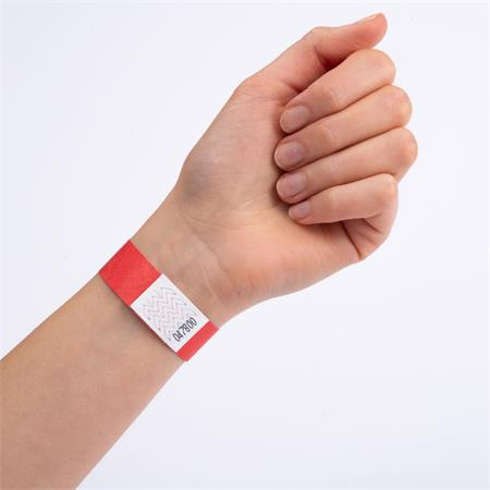 Identifikačný náramok, odolný proti roztrhnutiu,, 265x19 mm, AVERY ZWECKFORM "Tyvek", červ 5