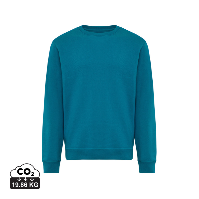 IQONIQ Toria Unisex mikina s okrúhl. výstrihom z rec. bavlny dark teal XS