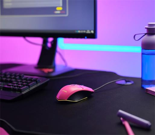 Myš, drôtová, optická, gaming, LED, TRUST "GXT109P Felox", ružová 6