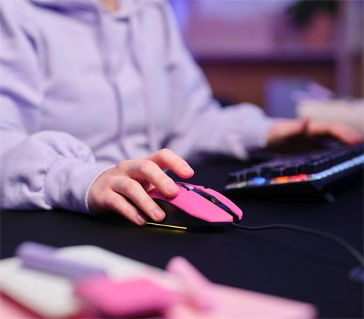 Myš, drôtová, optická, gaming, LED, TRUST "GXT109P Felox", ružová 5