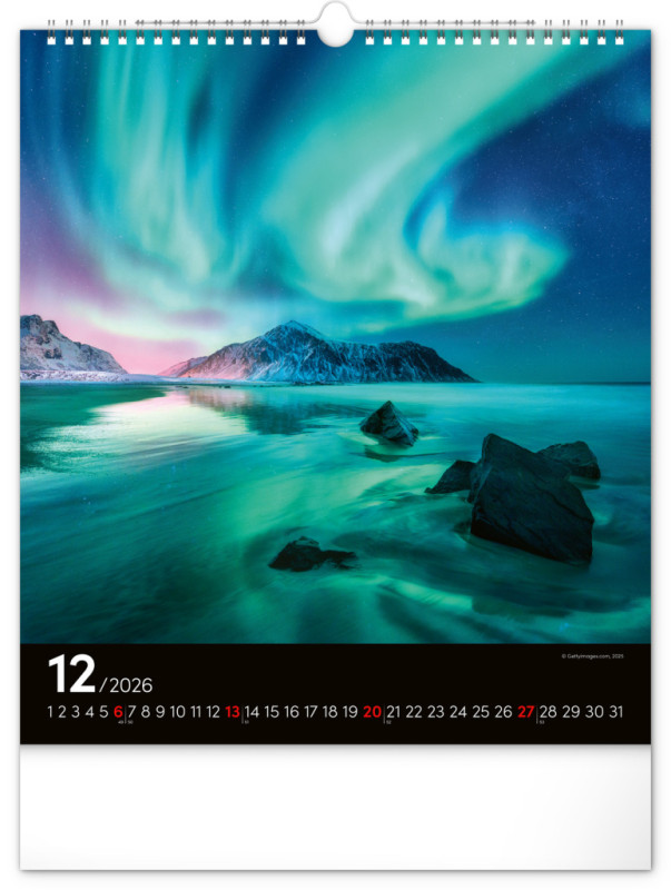 NOTIQUE Nástenný kalendár Polárna žiara 2026, 30 x 34 cm 12