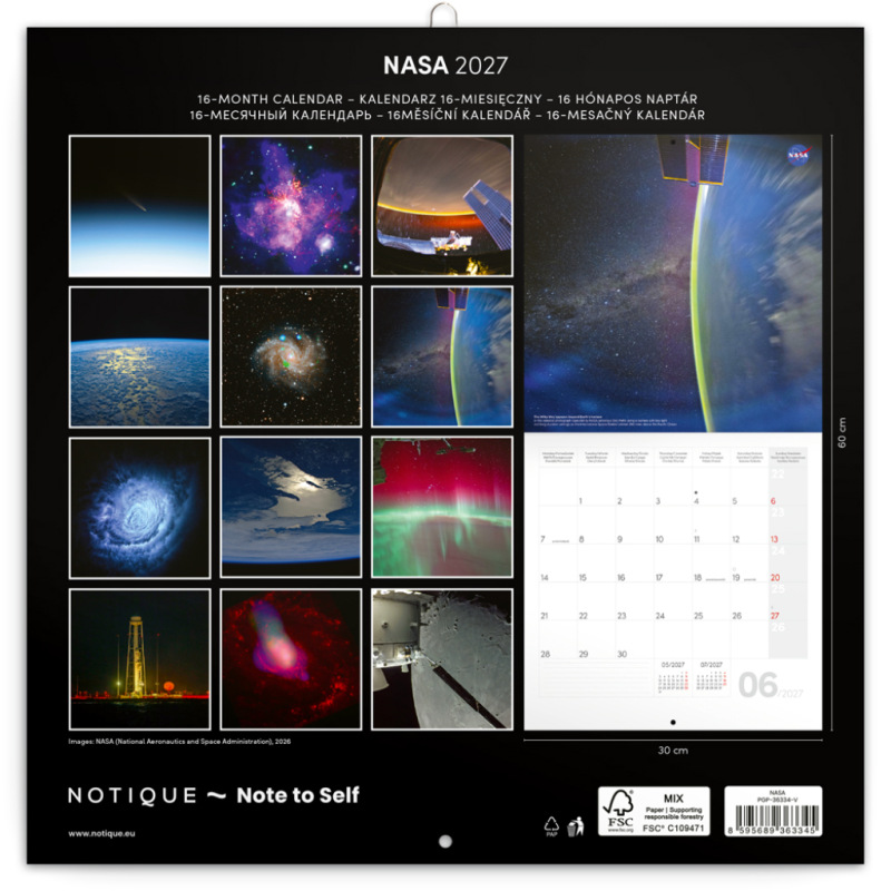 NOTIQUE Poznámkový kalendár NASA 2027, 30 x 30 cm 14