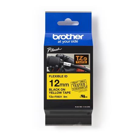 Páska do štítkovača, flexibiliná ID, 12 mm x 8 m, BROTHER, žltá-čierna