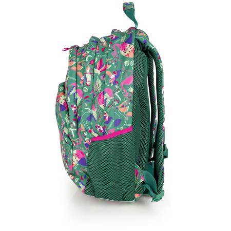 Školská taška, so zipsom, GABOL "Vida", zelená, s tropickými motívmi 2