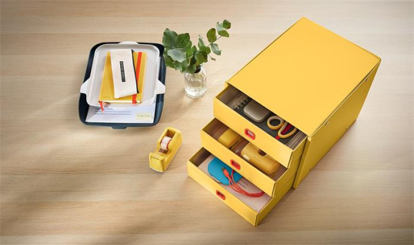 Zásuvkový box, laminovaný kartón, 3 zásuvky, LEITZ "Click&Store", teplá žltá 2