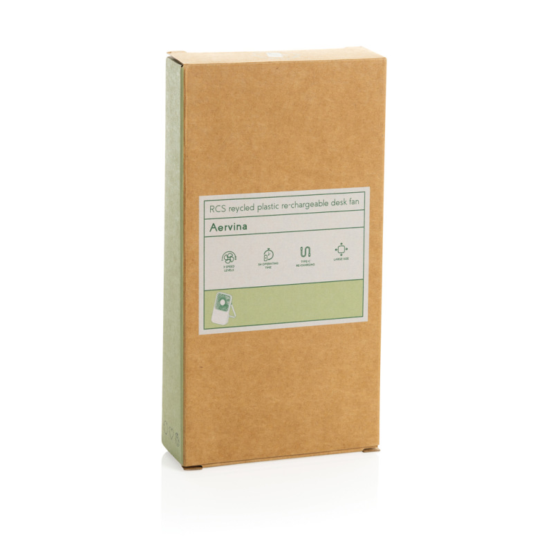 Aervina RCS nabíjateľný stolový ventilátor z rec. plastu čierna 13