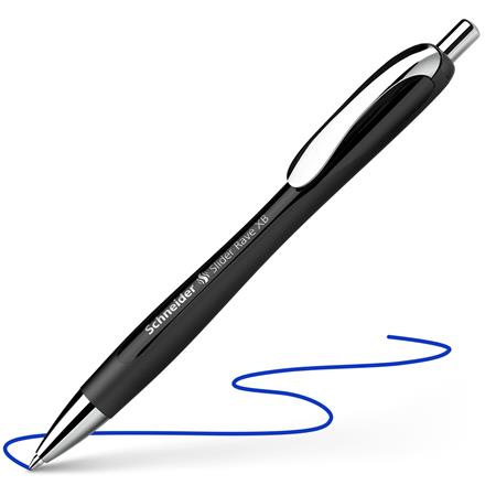 Guľôčkové pero, 0,7 mm, stláčací mechanizmus, SCHNEIDER "Slider Rave XB", čierne, modré 1