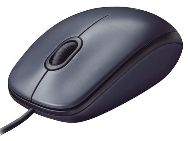 Myš, drôtová, optická, štandardná veľkosť, USB, LOGITECH "M90", tmavosivá 5