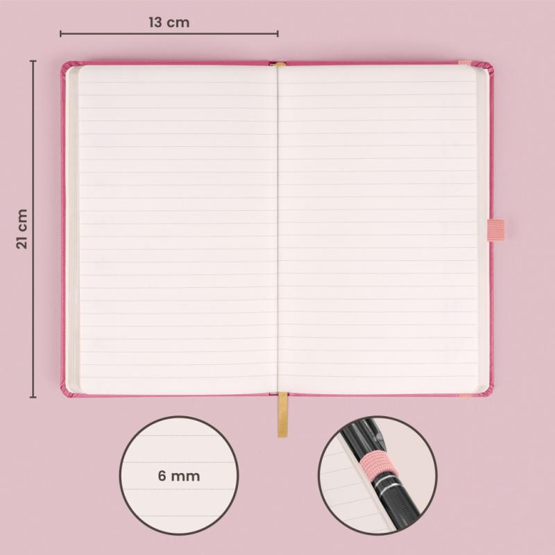 NOTIQUE Pracovný notes Ružový, linajkovaný, 13 x 21 cm