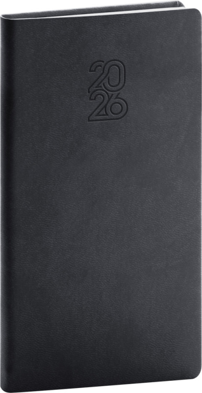 NOTIQUE Vreckový diár Aprint 2026, čierny, 9 x 15,5 cm