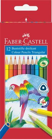 Farebné ceruzky, sada, trojhranný tvar, FABER-CASTELL "Papagáj", 12 rôznych farieb