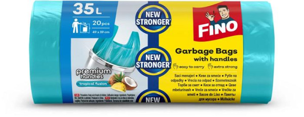 Vrecia na odpadky, s uškom, parfumované, 35 l, 20 ks, 49x59 cm, 12 µ, FINO "Premium handl