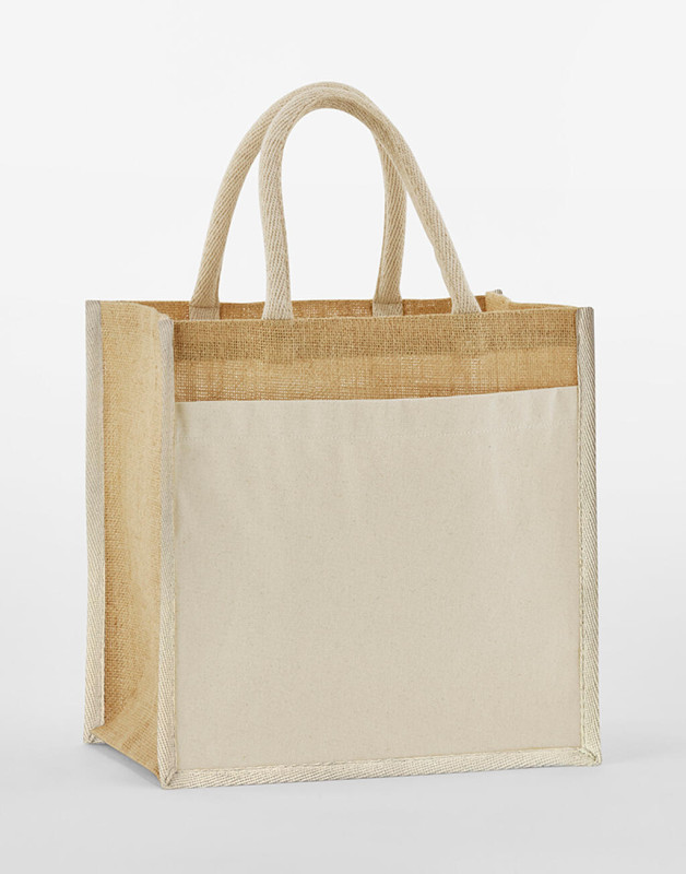 Cotton Pocket Natural Starched Jute Midi Tote 5
