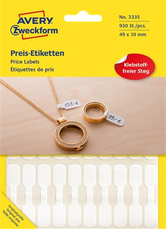 Cenové etikety, 49x10 mm, AVERY ZWECKFORM, biele