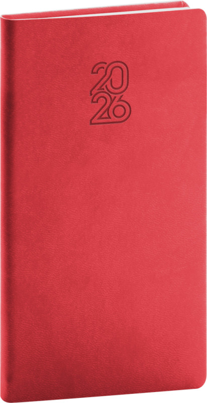 NOTIQUE Vreckový diár Aprint 2026, červený, 9 x 15,5 cm