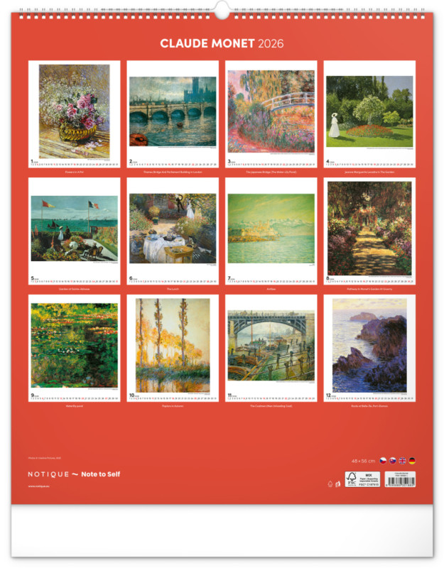 NOTIQUE Nástenný kalendár Claude Monet 2026, 48 x 56 cm 13