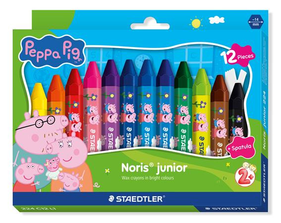 Voskovky, šesťhranné, jumbo, STAEDTLER „Noris® junior 224”, Peppa Pig, 12 farieb 1