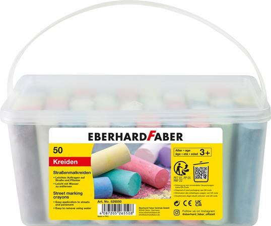 Krieda na asfalt, 50 kusov, EBERHARD FABER, 8 rôznych farieb