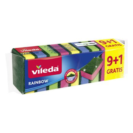 Špongia, 9+1 ks, VILEDA "Rainbow" 1