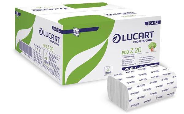 Papierová utierka, Z-ohyb, 2-vrstvová, 200 útržkov, pre Slim dávkovače, LUCART "ECO Z 20",