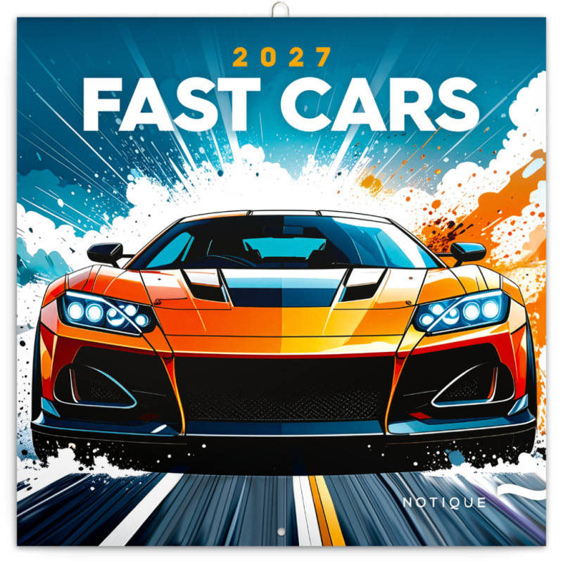 NOTIQUE Grid calendar Fast Cars 2027, 30 x 30 cm