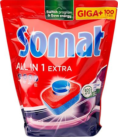 Tablety do umývačky riadu, 100 ks, SOMAT "All in 1 Extra"
