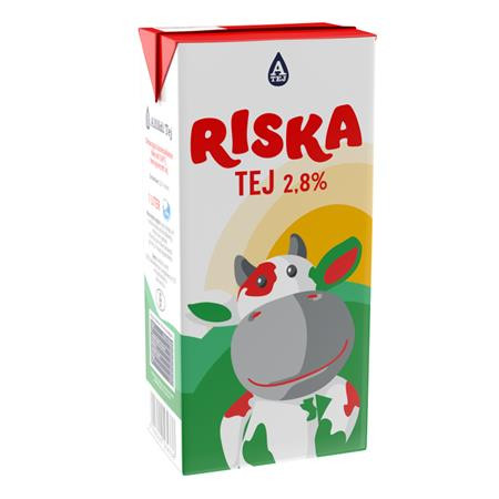 . Trvanlivé mlieko, balené v kartóne, 2,8 %, 1 l, RISKA 1