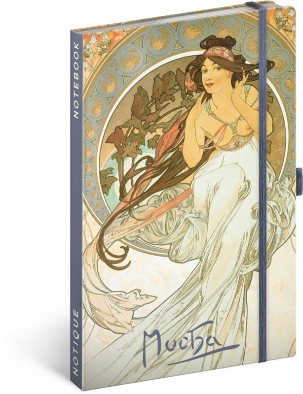 NOTIQUE Notes Alfons Mucha – Hudba, linajkovaný, 13 x 21 cm