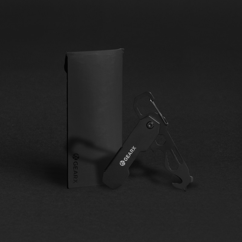 Gear X skladacie EDC náradie s karabínou a rezačom na balíky čierna 12