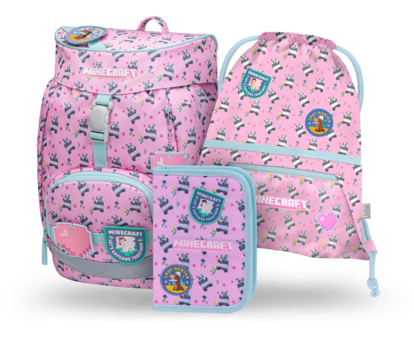 BAAGL SADA 3 Airy Minecraft Panda: batoh, peračník, vrecko