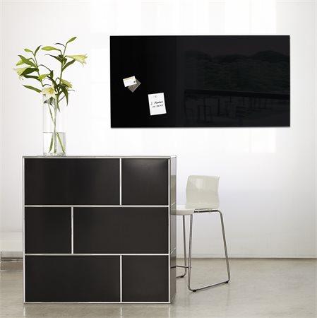 Magnetická, sklenená tabuľa, 46x91 cm, SIGEL "Artverum® ", čierna