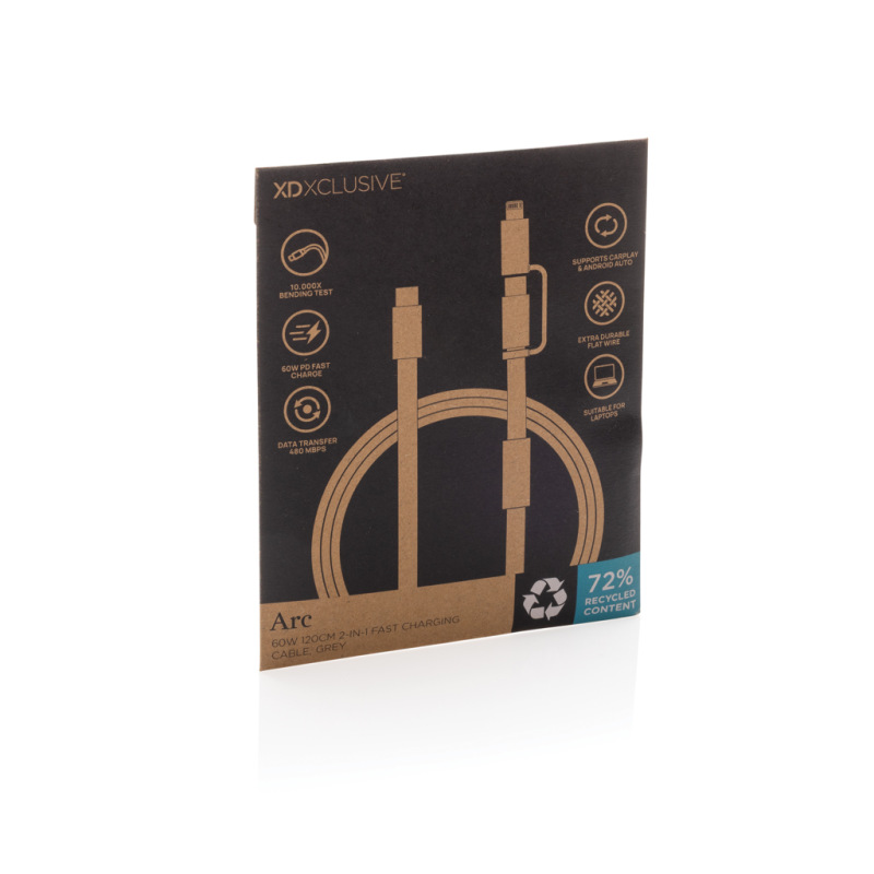 Arc RCS 60W 120 cm 2 v 1 rýchlonabíjací kábel sivá 7