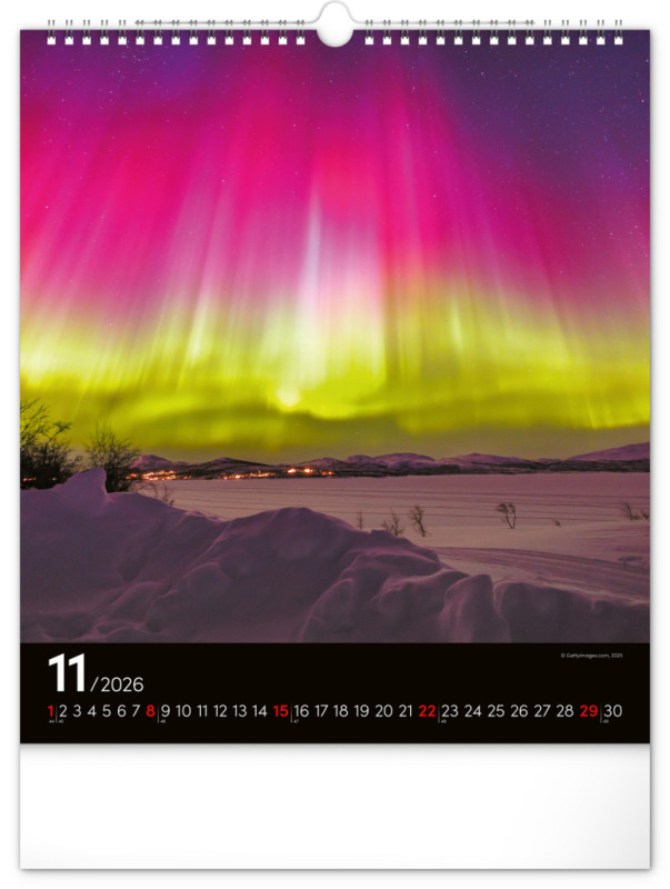 NOTIQUE Nástenný kalendár Polárna žiara 2026, 30 x 34 cm 11