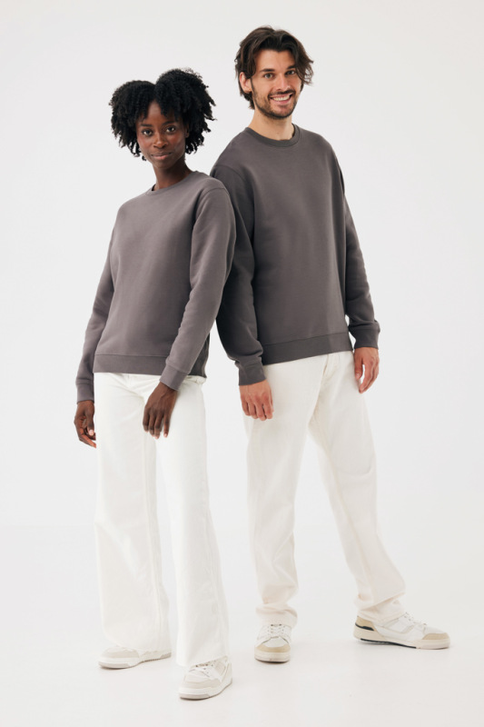 IQONIQ Toria Unisex mikina s okrúhl. výstrihom z rec. bavlny antracitová L 16