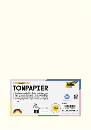 Farebný papier, A4, 130 g, 100 listov, FOLIA, perleťovo biely