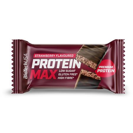 Proteínová tyčinka, bezlepková, 45 g, BIOTECH USA "Protein Max", jahoda