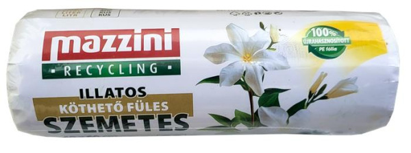 Vrecia na odpadky, recyklované, s uškom, parfumované, 35 l, 20 ks, 49x60 cm, 10 µ, MAZZINI